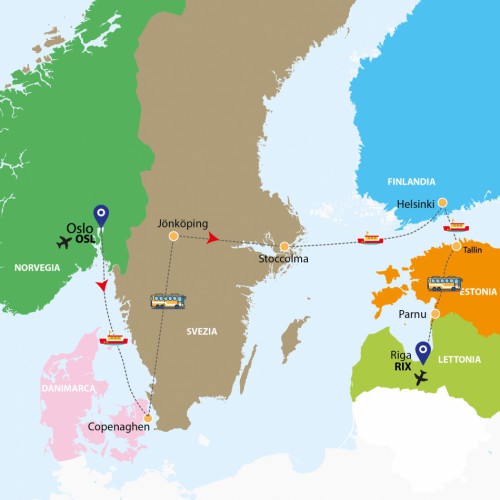 Cartina Capitali Scandinave e Baltico 2024